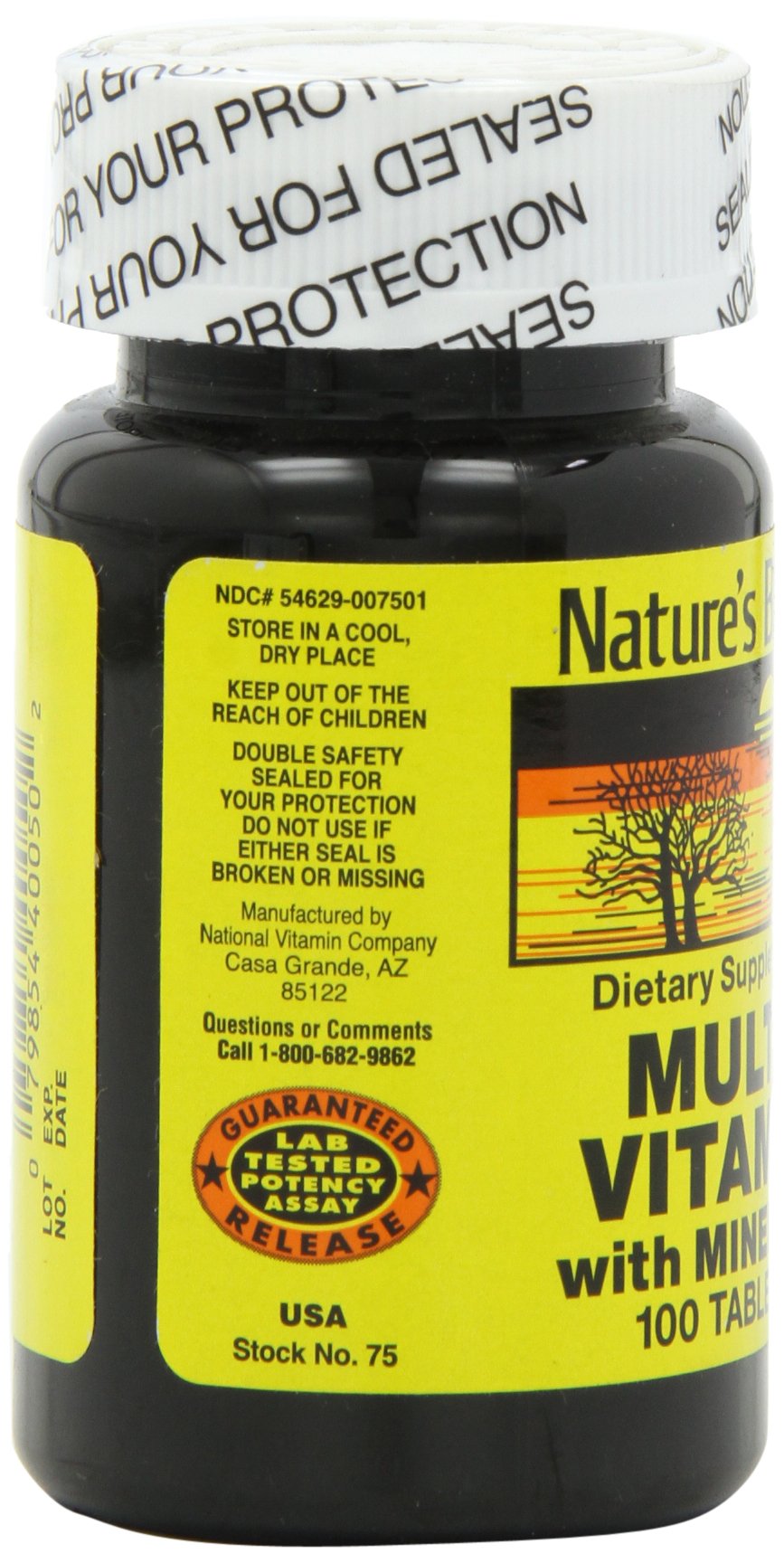 Nature's Blend NAT B Multivitamin & Mineral TB nutrition facts panel
