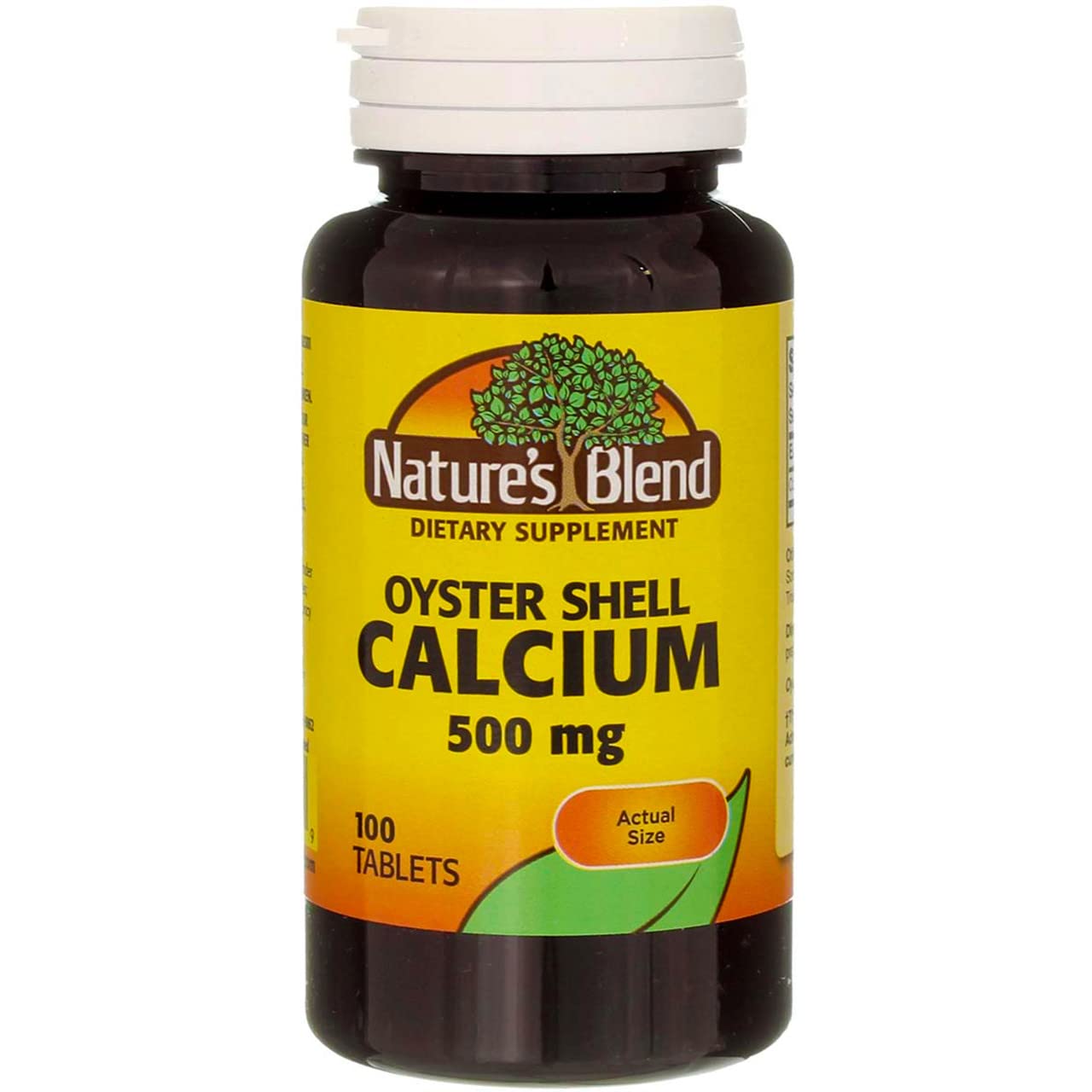 Nature's Blend oyster shell calcium bottle front showing daily calcium option