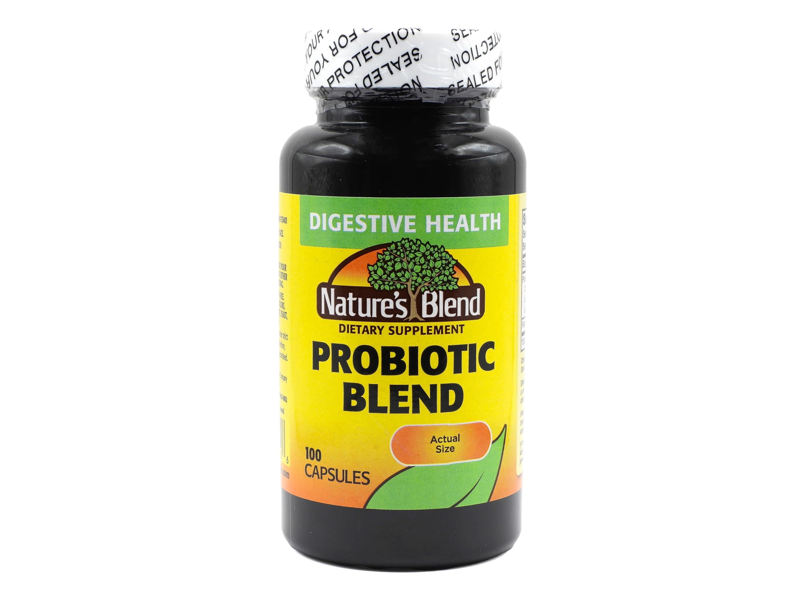 Nature's Blend probiotic bottle showing 2M CFU for digestive support on display