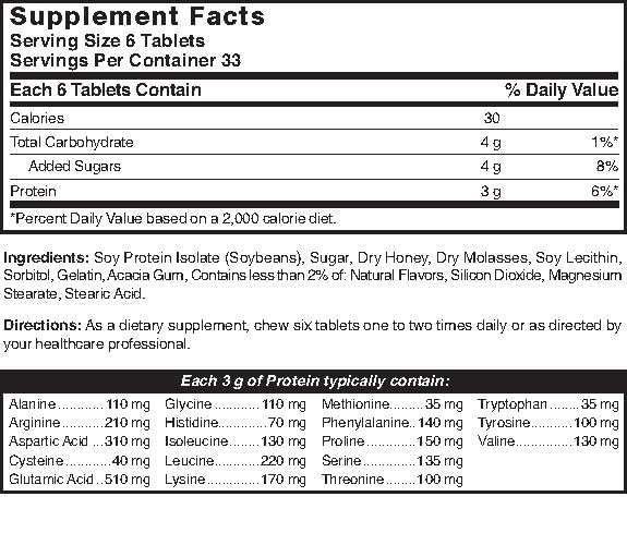 Packaging of Nature's Blend tablets with honey flavor, ideal for gluten-free lifestyles.