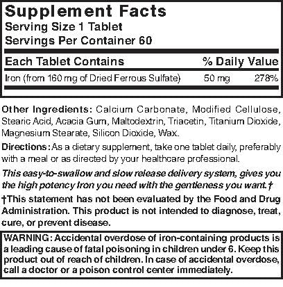 Nature's Blend Slow Iron tablets in bottle—simple daily dose.