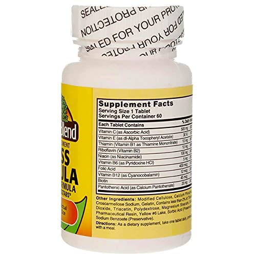 Nature's Blend Stress Formula bottle on a desk for daily routine