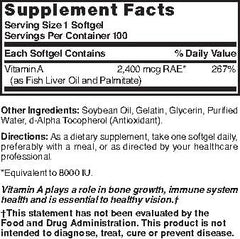 Nature's Blend Vitamin A 8000 IU softgel capsules highlight easy daily use for eye health