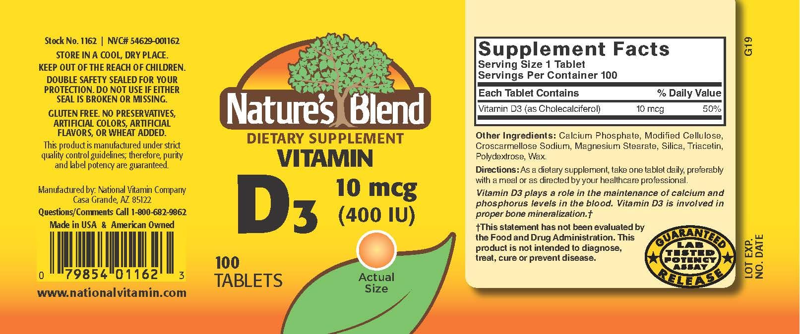 Nature's Blend Vitamin D 400 IU pack for daily wellness