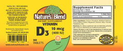 Nature's Blend Vitamin D 400 IU pack for daily wellness