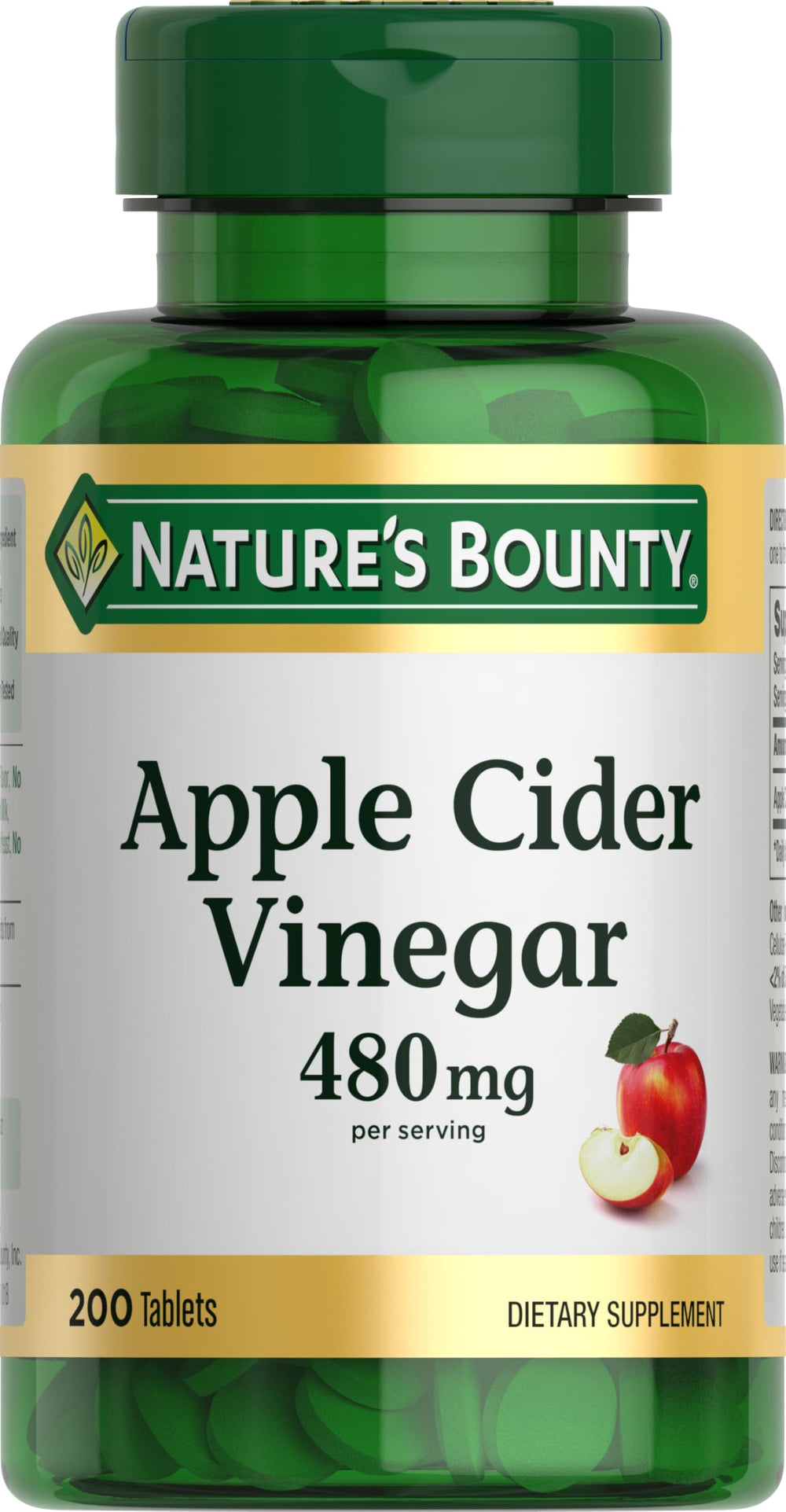 Nature's Bounty ACV tablets bottle ready for daily use
