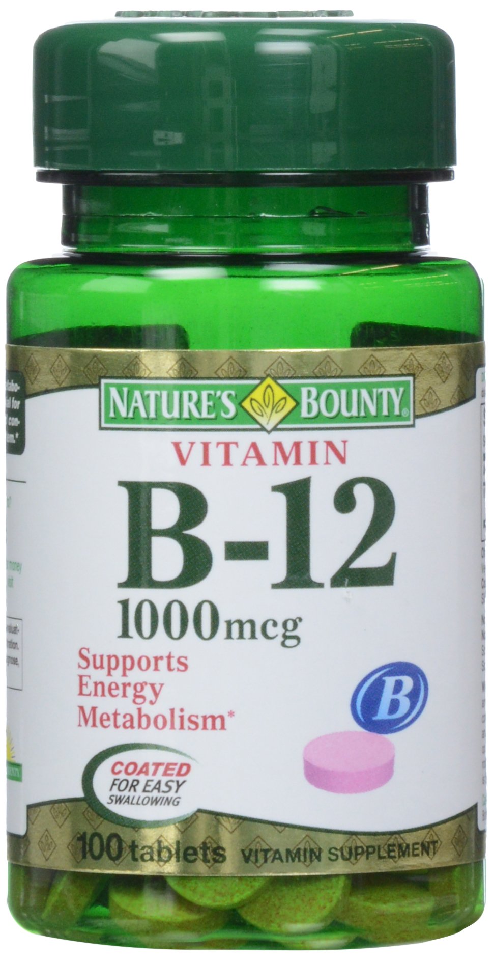 Nature's Bounty B-12 1000 mcg tablets bottle for daily nutrient support
