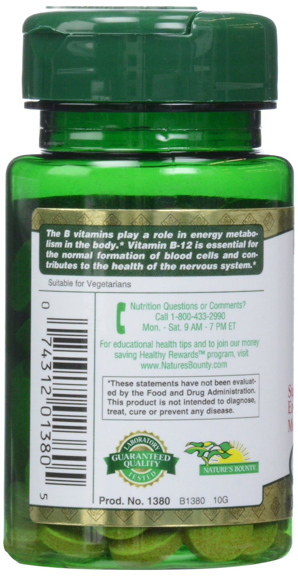 Nature's Bounty B-12 1000 mcg tablets daily-dose format
