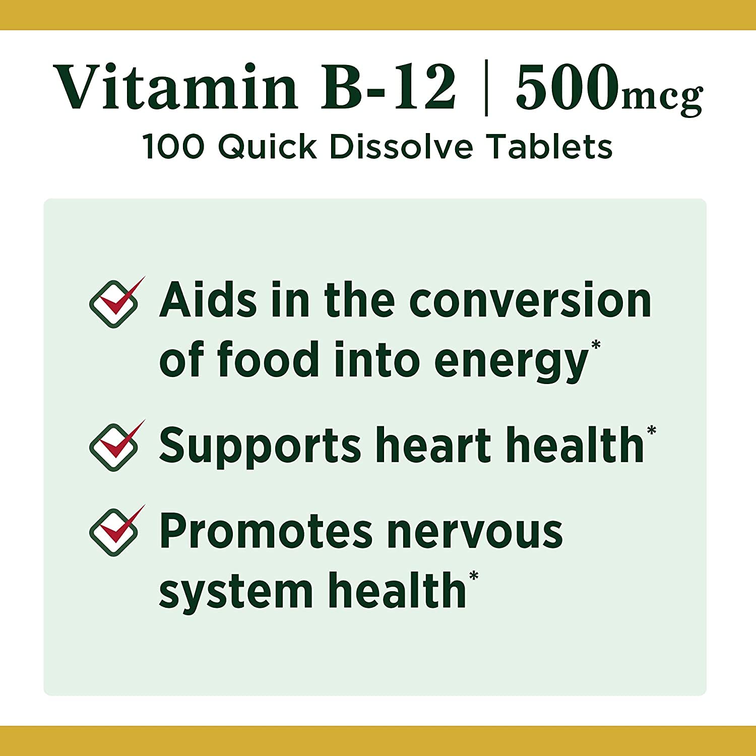 Nature's Bounty B12 bottle label with nutrition panel highlighting energy metabolism.