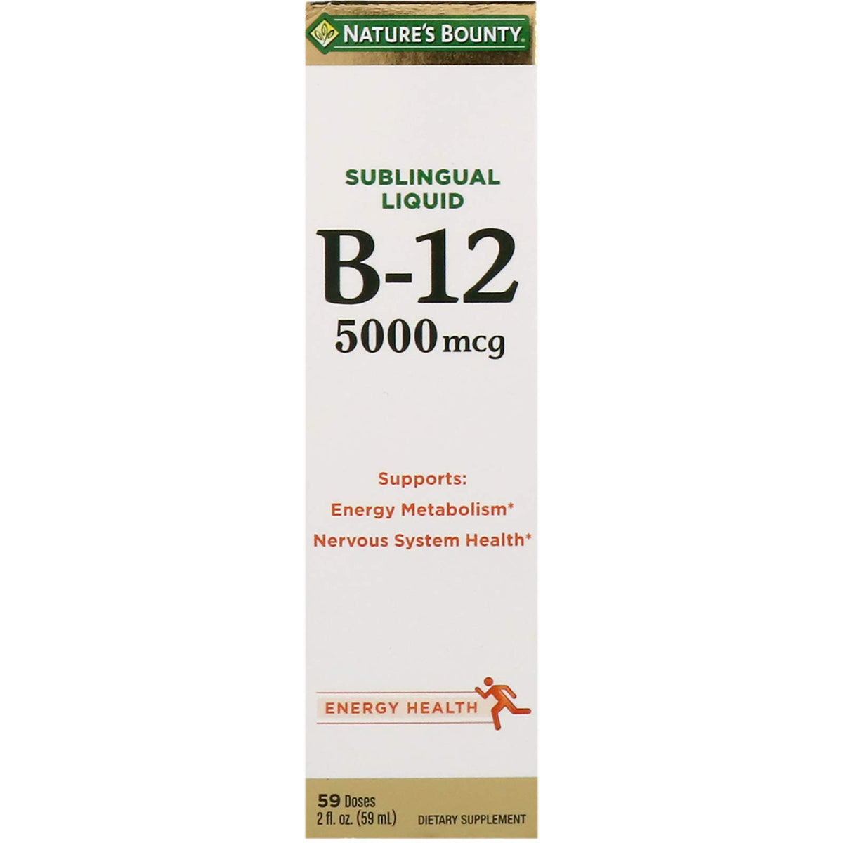 Nature's Bounty B-12 bottle pour showing easy-to-swallow tablets for daily energy support