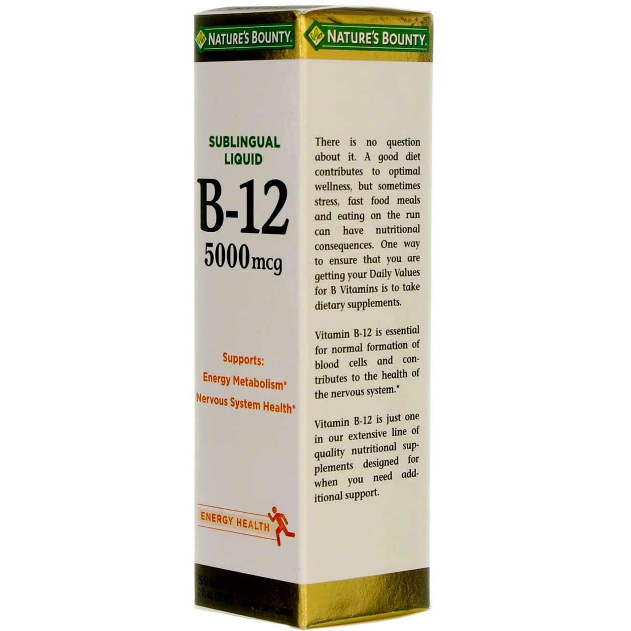 Label highlights vegetarian, gluten-free and sugar-free features.