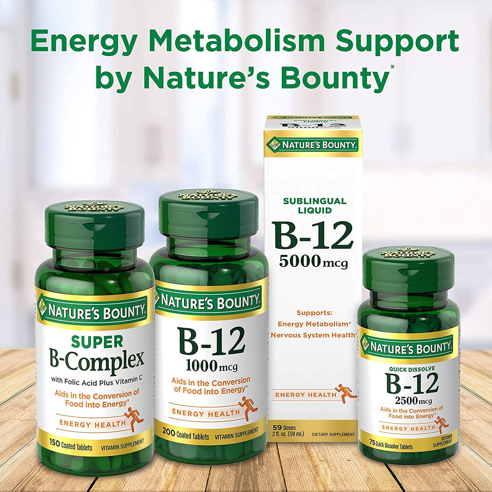 Nature's Bounty B12 pack of 2 interior view with two bottles for ongoing use.