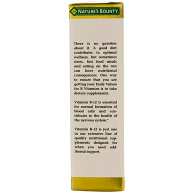 Front packaging of Nature's B-12 pack conveys convenience.