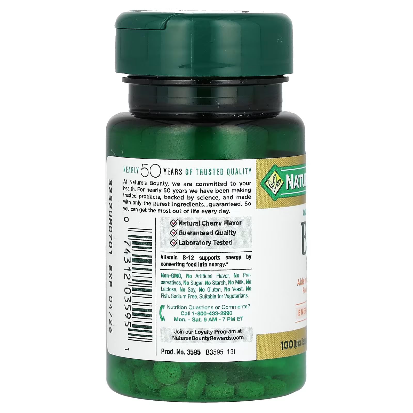 Nature's Bounty B-12 tablet daily-use image emphasizing routine energy metabolism