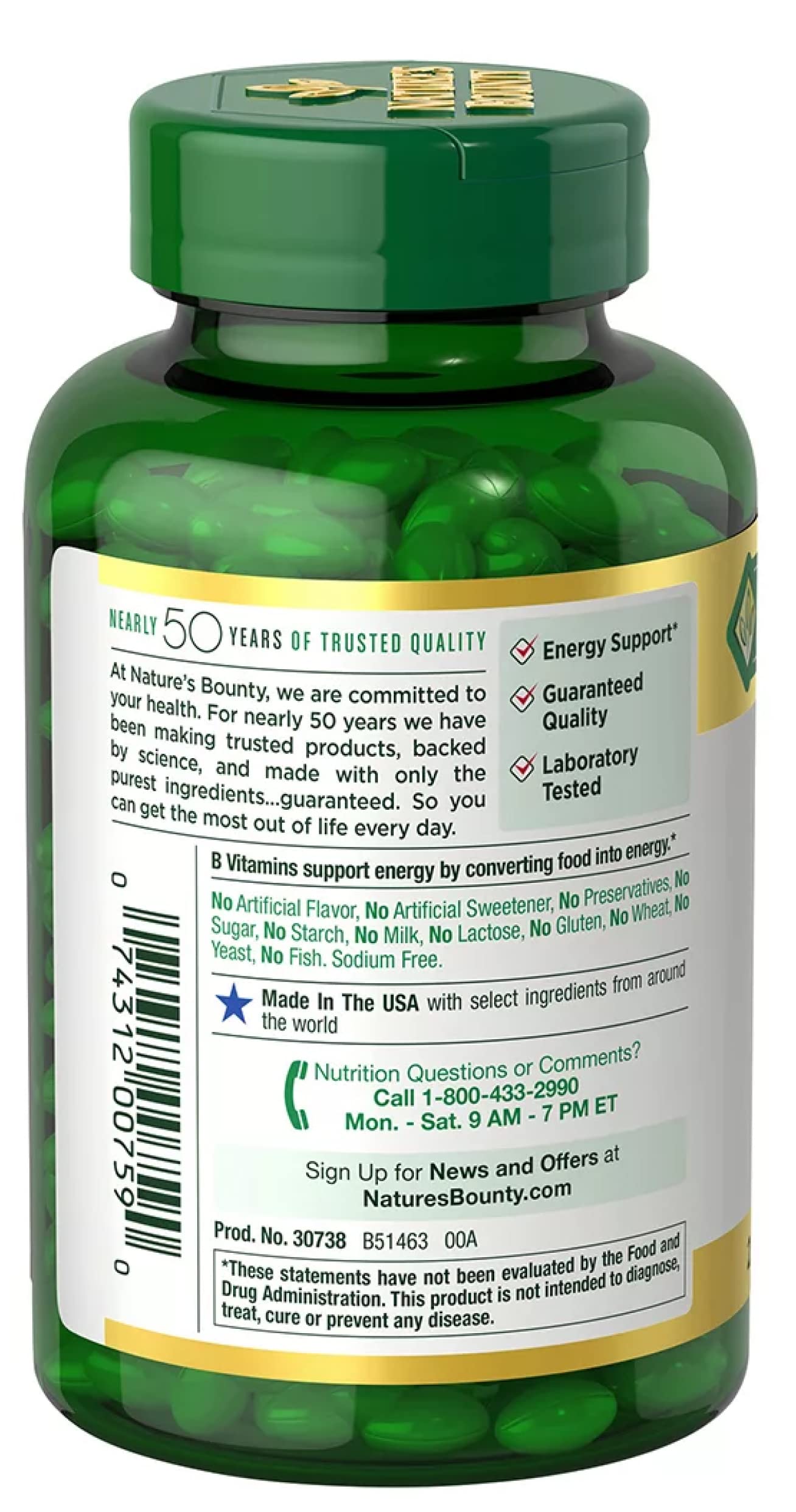 Nature's Bounty Biotin 10,000 mcg softgels label close-up highlights dosage.