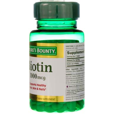 Nature's Bounty Biotin 1000 mcg bottles displayed on shelf