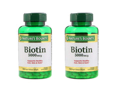 Nature's Bounty Biotin 5000 mcg bottle front view supports energy metabolism.