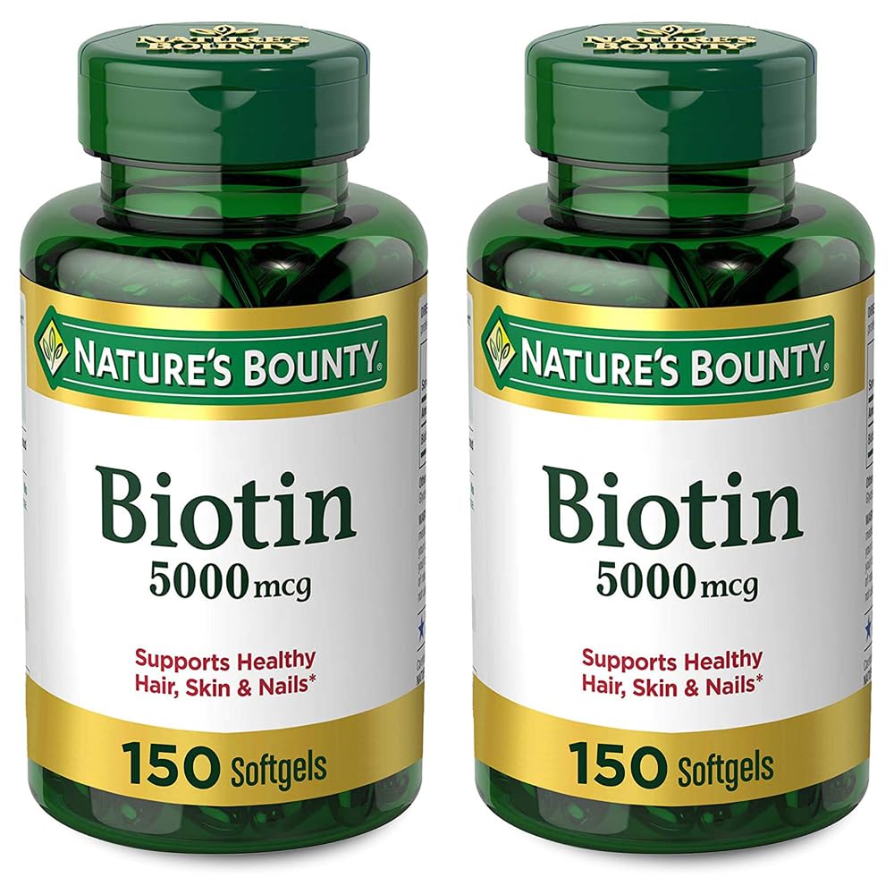 Nature's Bounty Biotin 5000 mcg softgel bottle front for daily hair and nail support