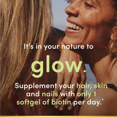 Nature's Bounty Biotin packaging on shelf with clean label design.