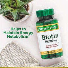 Pack of two Nature's Bounty Biotin bottles, convenient for daily use.