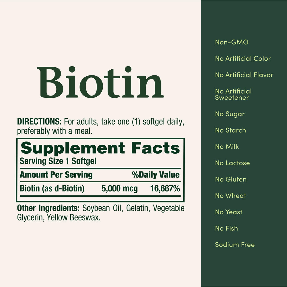Nature's Bounty Biotin on a daily routine flat lay for energy support