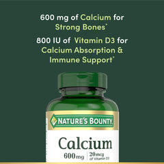 Nature's Bounty Calcium D3 bottle side label emphasizing vitamin D absorption support