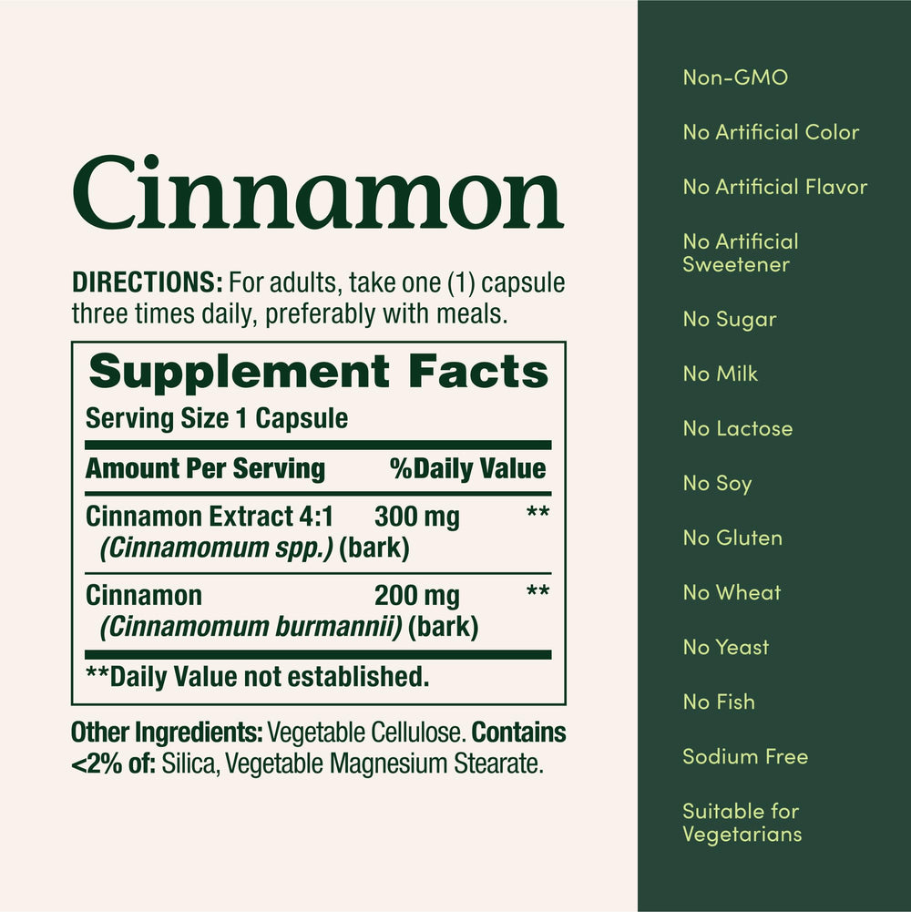 Nature's Bounty Cápsulas de canela en mano para uso diario y hábitos saludables