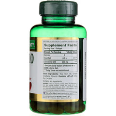 Nature's Bounty CoQ10 200 mg Q-Sorb softgels bottle close-up for easy reference.