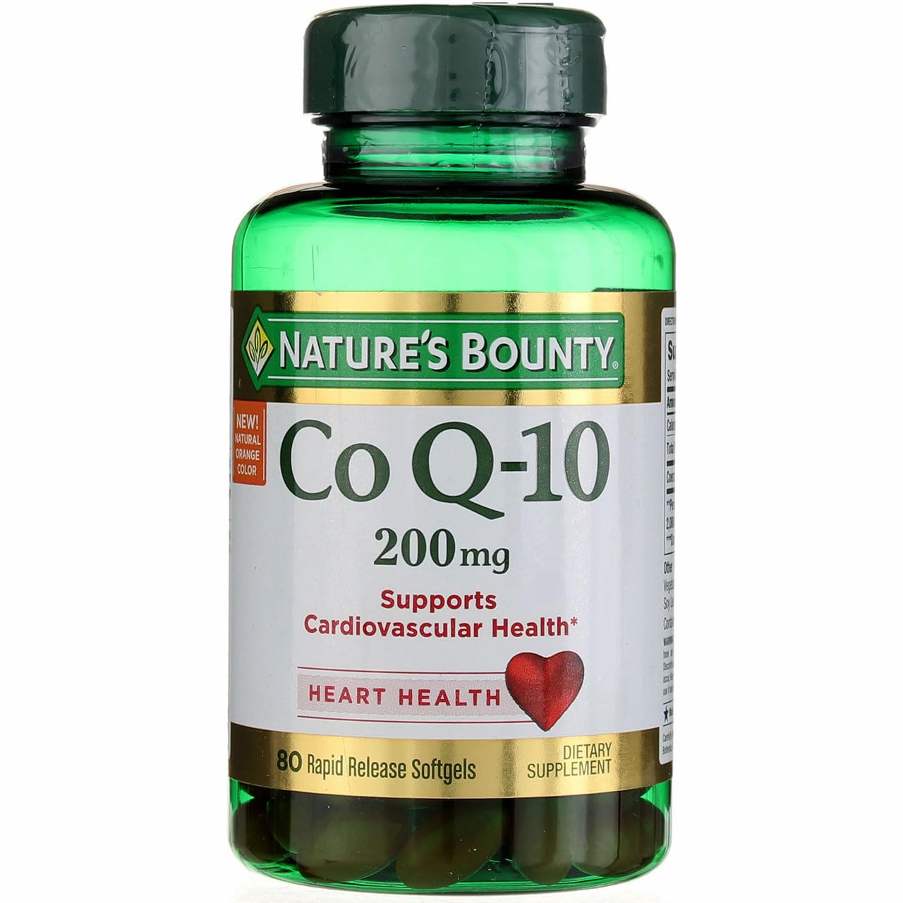 Nature's Bounty CoQ10 200 mg Q-Sorb softgels front view for daily energy support.
