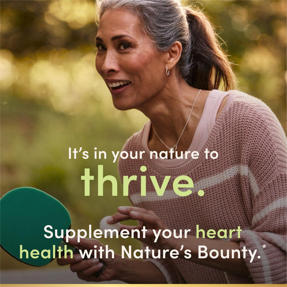 Nature's Bounty CoQ10 cardio packaging front view for cardio support.