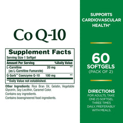 Nature's Bounty CoQ-10 Plus L-Carnitine bottle side view