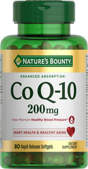 Nature's Bounty CoQ10 rapid-release softgels bottle highlights heart health support.