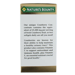 Nature's Bounty Cranberry softgels bottle back view with vitamin C details.