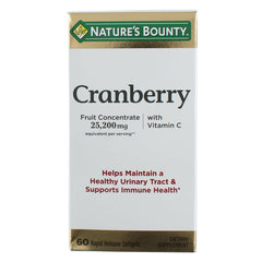 Nature's Bounty Cranberry softgels — pack front view, convenient two-pack for urinary health support.