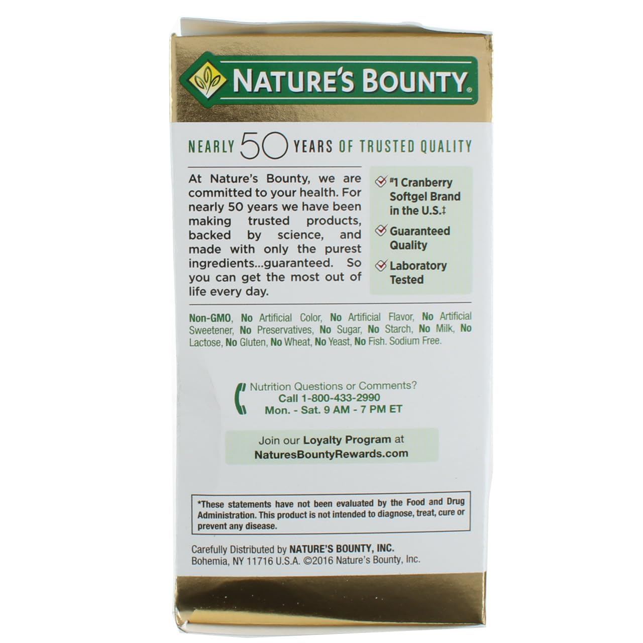 Nature's Bounty Cranberry softgels capsule close-up; easy daily swallowing.