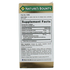 Nature's Bounty Cranberry softgels label close-up highlights two-pack convenience.