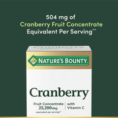 Nature's Bounty Cranberry Softgels pour image demonstrating easy-to-swallow capsules