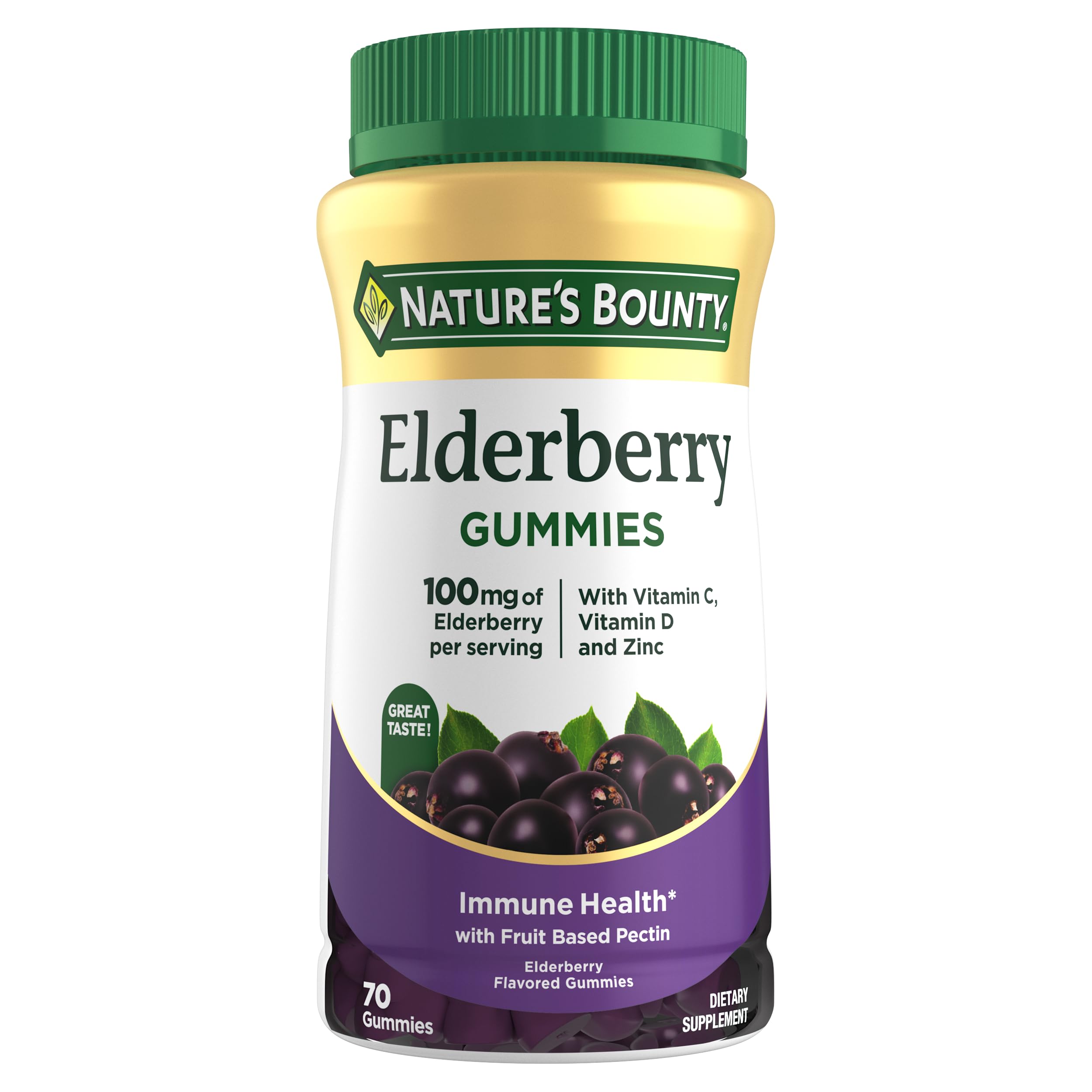 Nature's Bounty Elderberry Gummies bottle for daily immune support.