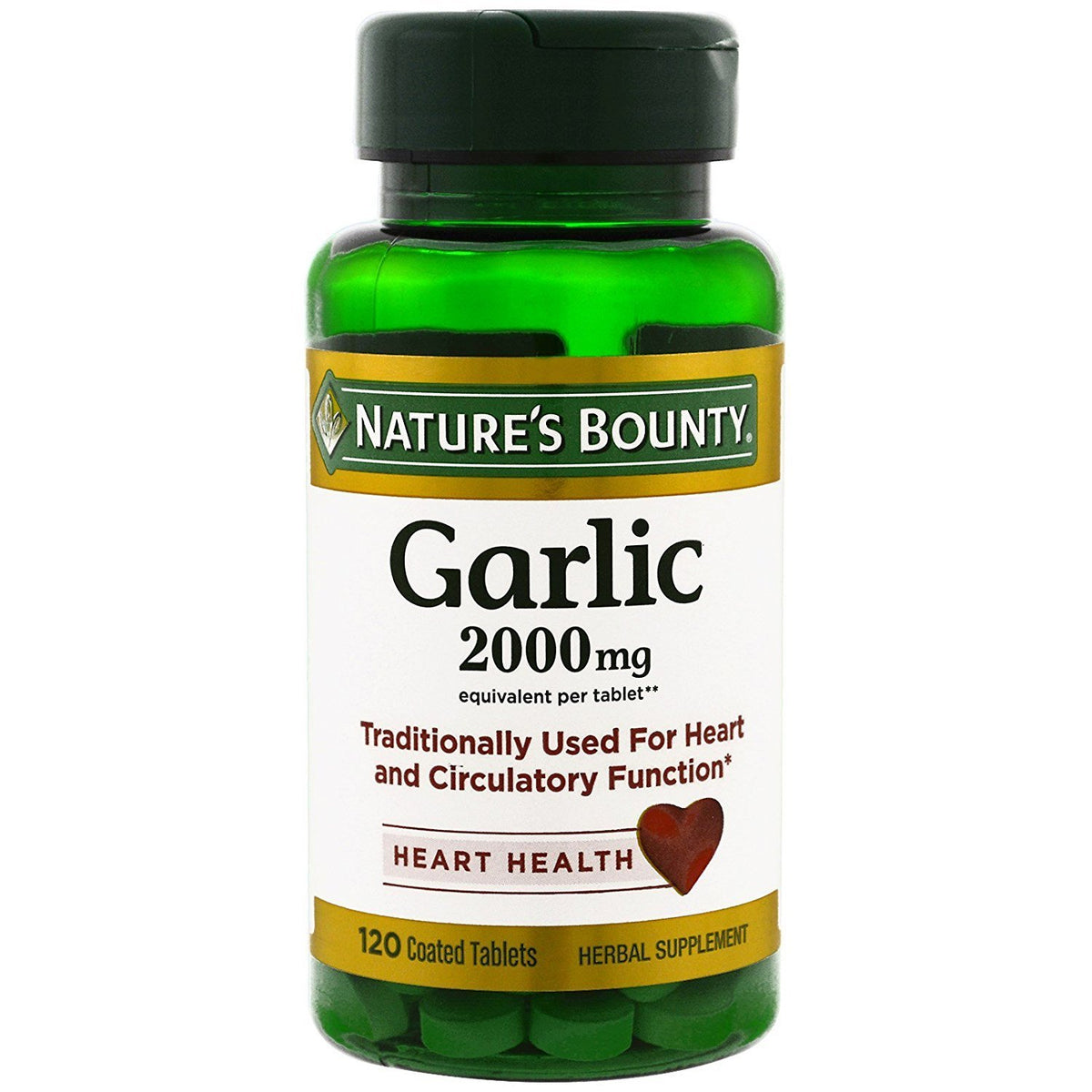 Nature's Bounty Garlic 2000mg coated tablets two-bottle pack for heart health support