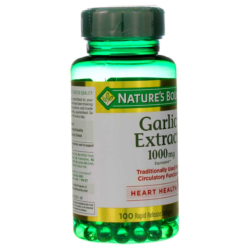 Nature's Bounty garlic extract softgels for daily cardiovascular wellness