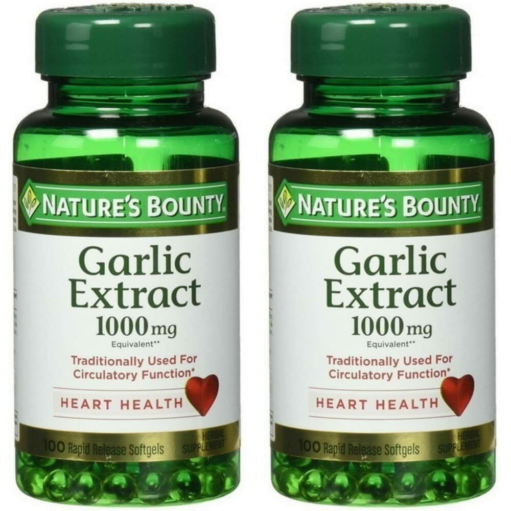 Nature's Bounty garlic extract softgels for heart support and circulatory health
