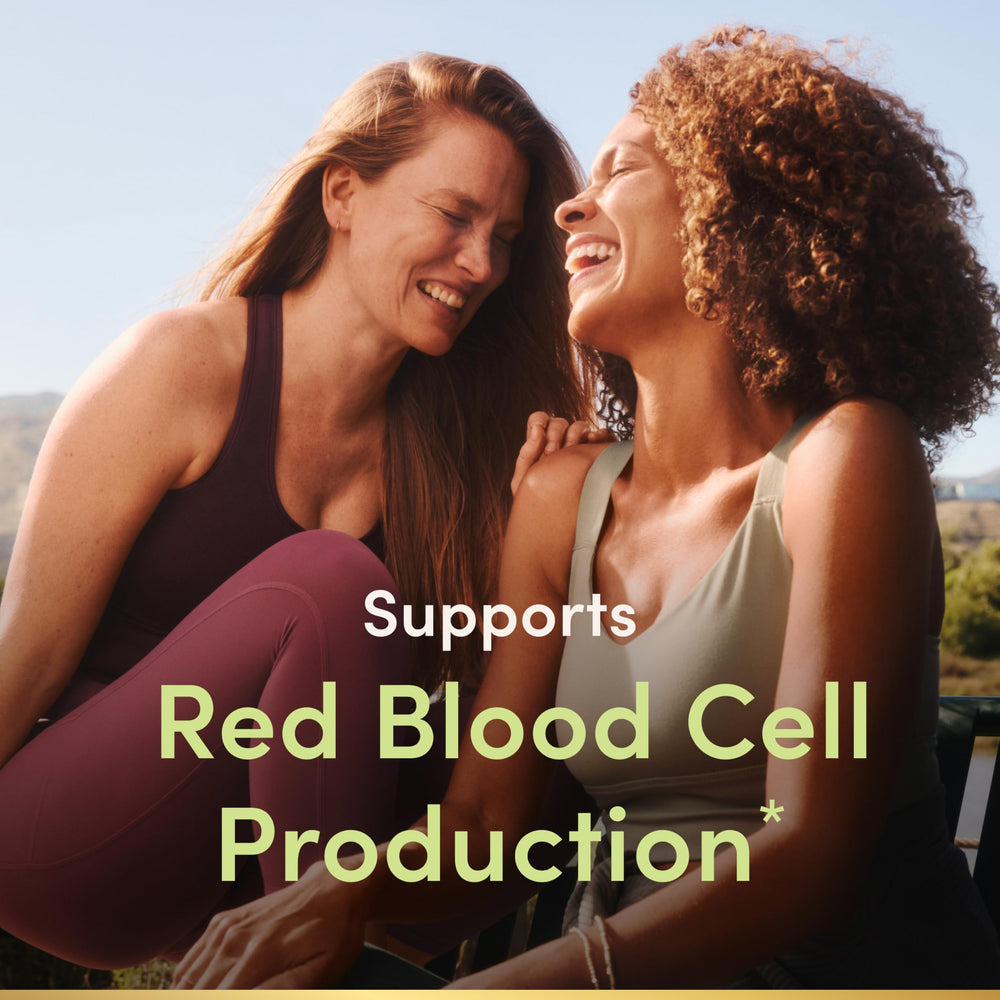 Nature's Bounty Gentle Iron with Vitamin C label enhances iron absorption