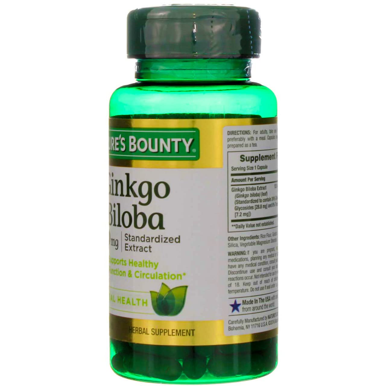Nature's Bounty Ginkgo Biloba 100-count packaging for a long-term routine
