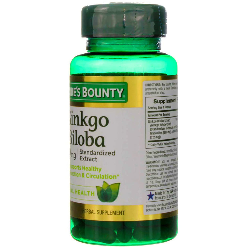Nature's Bounty Ginkgo Biloba 100-count packaging for a long-term routine