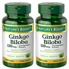Nature's Bounty Ginkgo Biloba capsule bottle supports memory and mental clarity.