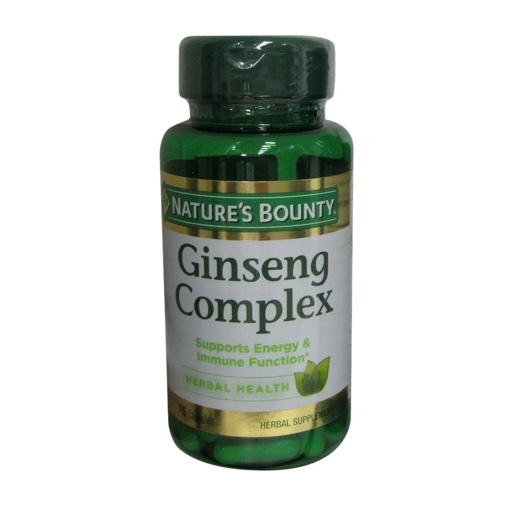 Nature's Bounty Ginseng Complex bottle image; potential daily energy support.