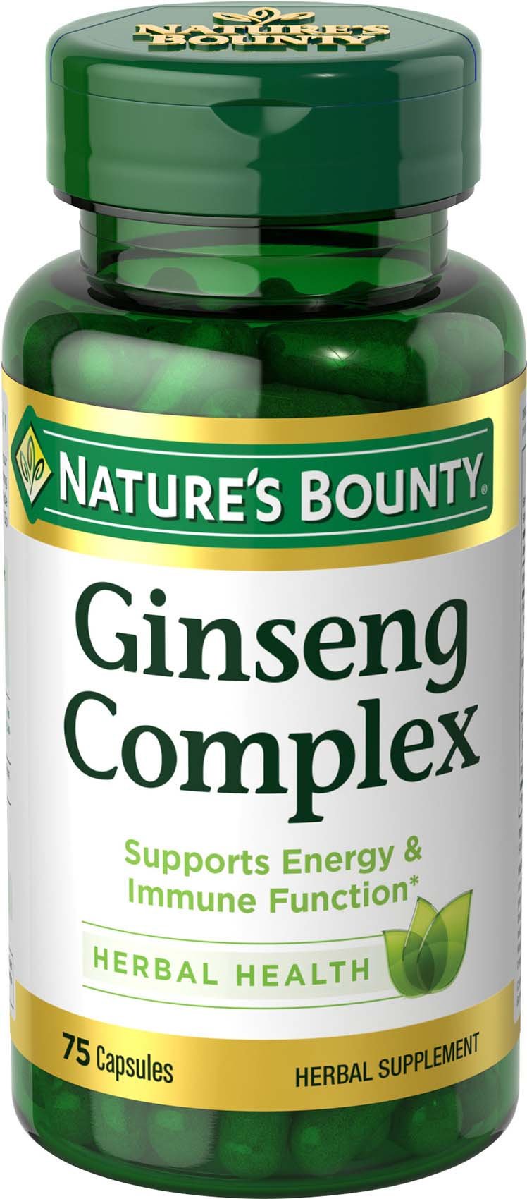 Nature's Bounty Ginseng Complex bottle promotes vitality and immune support