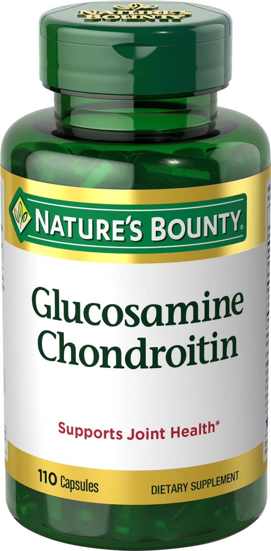 Nature's Bounty glucosamine chondroitin bottle pouring for joint support