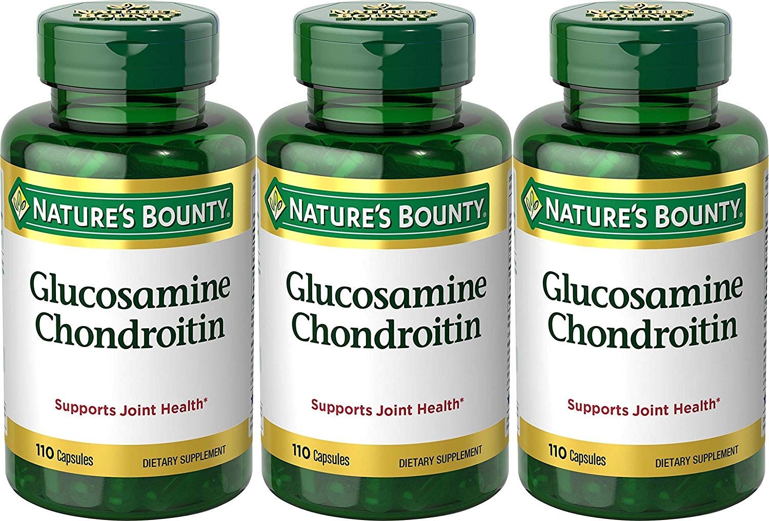 Nature's Bounty Glucosamine Chondroitin bottle supports joint mobility and daily comfort.