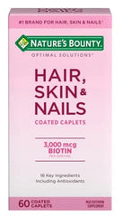 Nature's Bounty Hair Skin Nails bottle with 60 caplets for daily hair and skin support